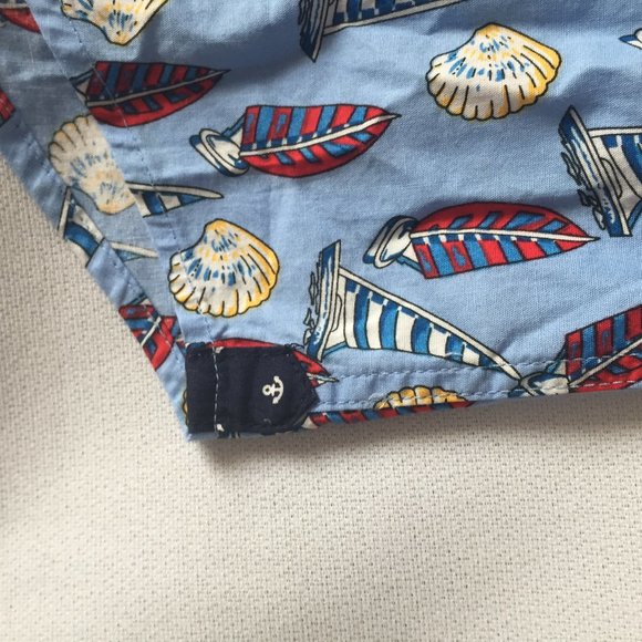 Sailboat Print Short-Sleeve Button-Up Shirt S/Blue - Picture 7 of 12